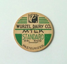 Wurzel Dairy Company Milk Bottle Cap Port Huron Michigan Farm Cow Vintage Cap