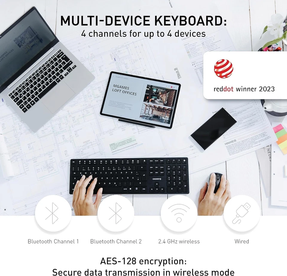 CHERRY KW X ULP Ultra-Flat Mechanical High-End Keyboard, German Layout (QWERTZ), - Image 4 of 4