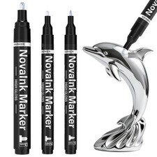 AOSUCO Silver Metallic Chorme Paint Pens, 3 Pack Touch Up Markers Mirror Effect,