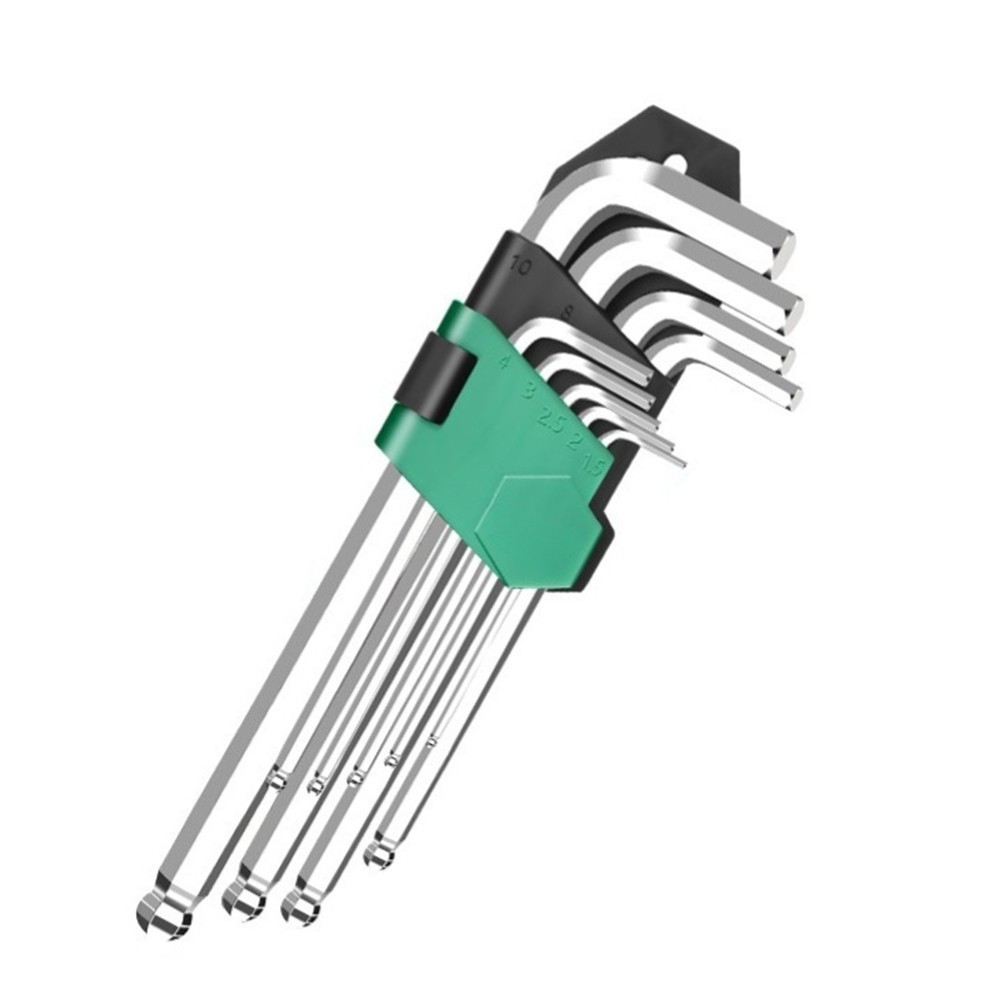L Shaped Ball Head Hex Wrench Set 9 Pieces Alloy Steel Household Tools