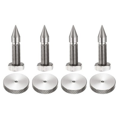 4Pcs 316L Stainless Steel Speaker Spike Kit M8x42mm with Pad Silver