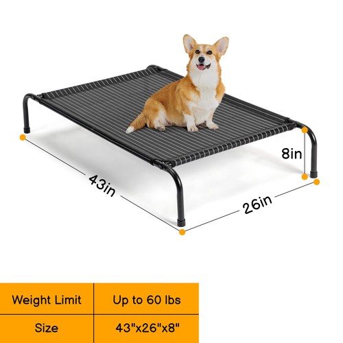 In/Outdoor 43 in Cooling Elevated Dog Bed with Metal Frame Raised Pet Cot 60 LBS - Picture 1 of 8