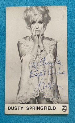 Dusty Springfield signierte Philips Promokarte ca. 7 x 4 Zoll