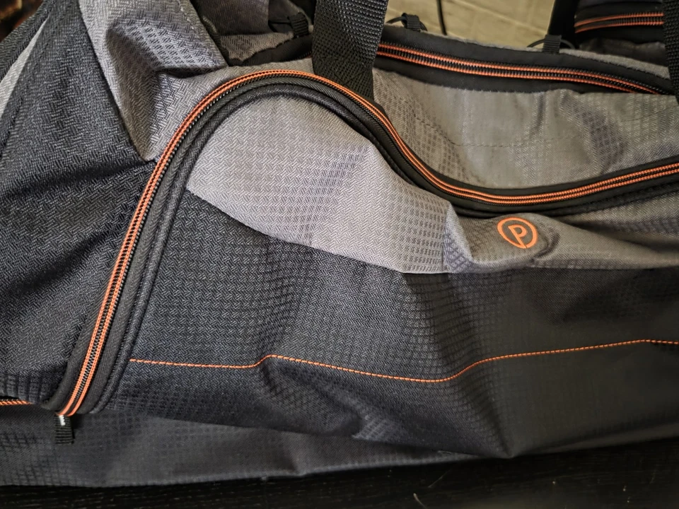 30-inch Rolling Drop Bottom Duffel Bag With Telescopic Handle, Black And Gray - Image 4 of 4