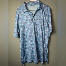 Vineyard Vines Men's Performance Polo Swordfish Sailfish Marlins Blue L