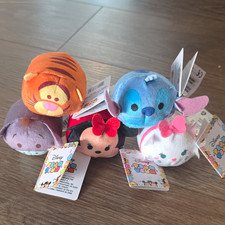 Disney Tsum Tsum Mini Plush Lot 5 Stitch Minnie Marie Tigger Eeyore 2015