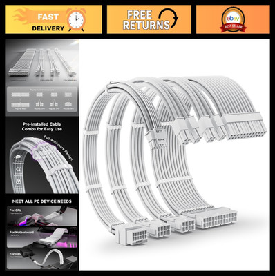 12V PSU Extension Cable Kit for RTX 50/40 Series, 16AWG Soft Braided 16PIN, 30CM