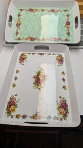 (2) Old Country Rose Melamine Serving Platters 18" X 13"