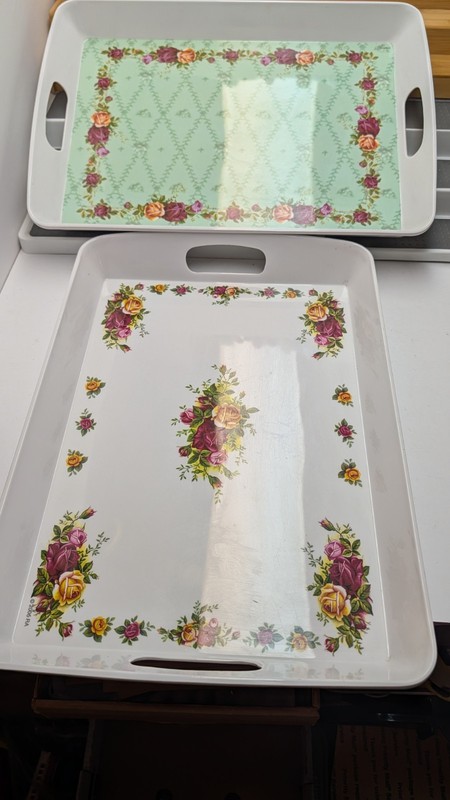 (2) Old Country Rose Melamine Serving Platters 18" X 13"