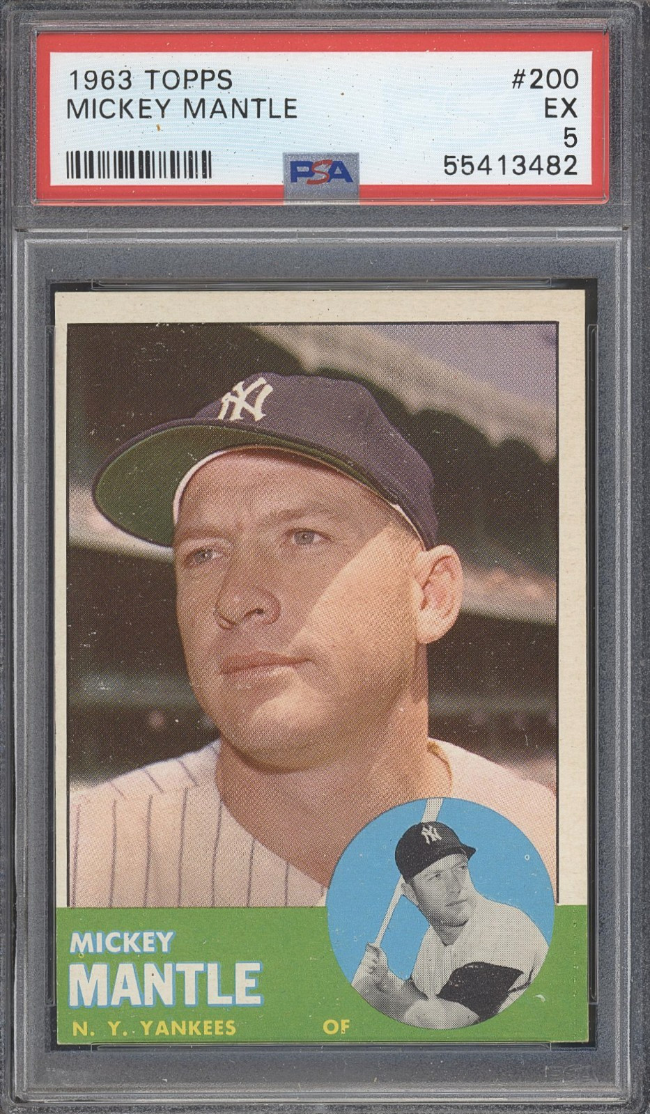 1963 Topps #200 MICKEY MANTLE - PSA 5 EX - HOF NEW YORK YANKEES