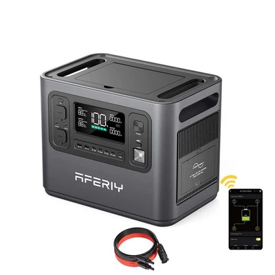 AFERIY 2400W Powerstation 2048Wh LiFePO4 Solargenerator Tragbare Notstrom APP