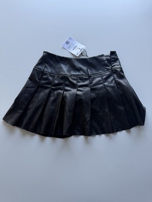 Bershka Womens Black Faux Leather Pleated Mini Skirt Size XS  Leather