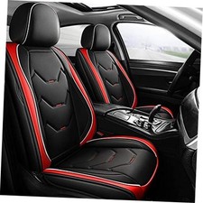 Leather Seat Covers Full Set for Cars, Universal Fit No Pillows Black  Red