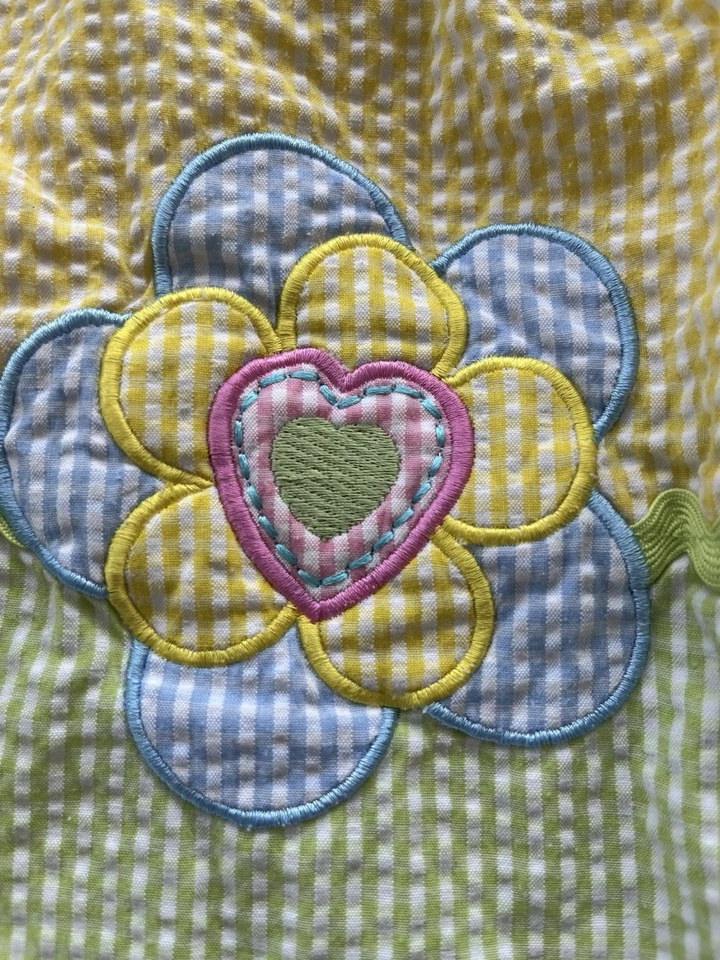 Girls Vintage Pastel Floral Heart Gingham Seersucker Summer Sun Dress 2T - Image 4 of 4