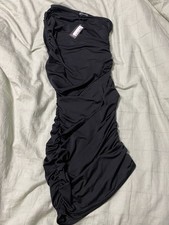 Black Ruched One Shoulder Bodycon Dress Size 8 Pretty Little Things