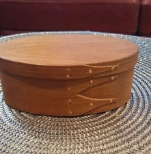 Antique  Small 5 3/8" Orleans Band Bent Wood Oval Pantry Box 