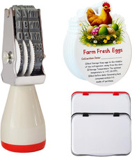 Egg Dater Kit, Date Stamp, 2 Fade-Resistant Inks (Red & Black), Stamper Pad, 50