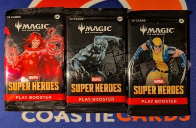 MARVEL Super Heroes Play Booster 3x Packs 1 Of Each Art Magic the Gathering NEW