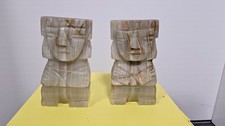 Vintage Onyx Stein Buchstützen Paar aus Mexiko, Maya Stil/ Azteken