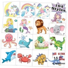 104 PCS Kids Temporary Tattoos for Kids Boys Girls Party Favors - Mixed