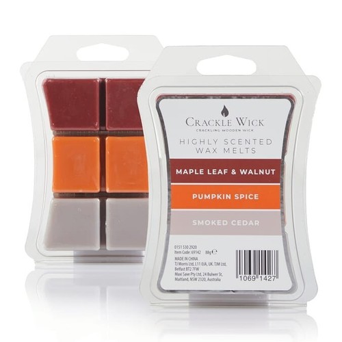 Crackle Wick Wax Melts - Maple Leaf & Walnut / Pumpkin Spice / Smoked Cedar - Picture 4 of 6