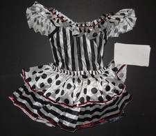 NWOT Black White Stripe Tap Dance Costume Satinette Girls Tot Size 2C