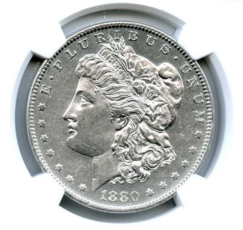 1880-O 8/7 VAM-6 Ear Top-100 Morgan Dollar, NGC AU Details