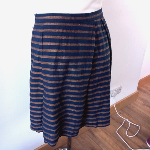 Toast Skirt Womens UK 8 Blue Striped Box Pleated A Line Knee Length Flowy - Picture 5 of 9
