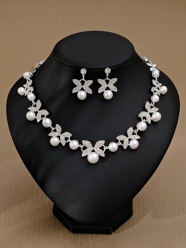 Damen Strass Hänger Tropfen Braut Hochzeit Halskette Ohrringe Schmuck Set - Bild 32 von 52