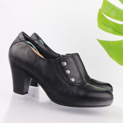 #ad Clarks Women#x27;s Vermont Terrace Clog Size 10 M Black leather Block Heel Shootie $37.73