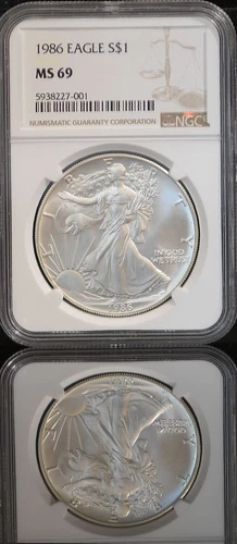 1986 $1 American Silver Eagle S NGC MS69 Brown Label