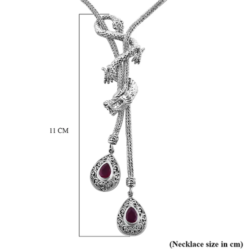 Royal Bali Ruby Dragon Necklace in Sterling Silver 31.50 gms - Picture 2 of 4