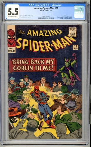 Amazing Spider-Man 27 Marvel 1965 Steve Ditko CGC 5.5 Fine- Green Goblin