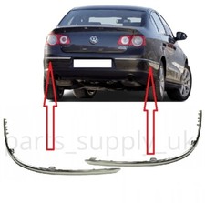 NEW REAR BUMPER CHROME MOLDING STRIP TRIM PAIR SET FOR VW PASSAT B6 2006 - 2010