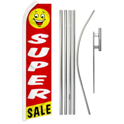 SUPER SALE Advertising Super Flag & Pole Kit deal discount clearance happy face