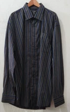 LA GATE Collection Men 4XL Striped Button Front Shirt Multicolor