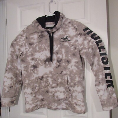  Hollister Mens Tye Die Brown Graphic Hoodie Pullover, L/S, Logo Sz