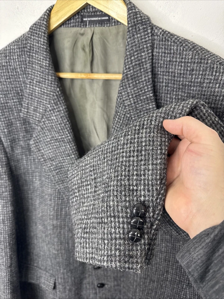 Casaco esportivo Harris Tweed masculino 46L alto lã cinza blazer Scottish Moores - Imagem 2 de 4
