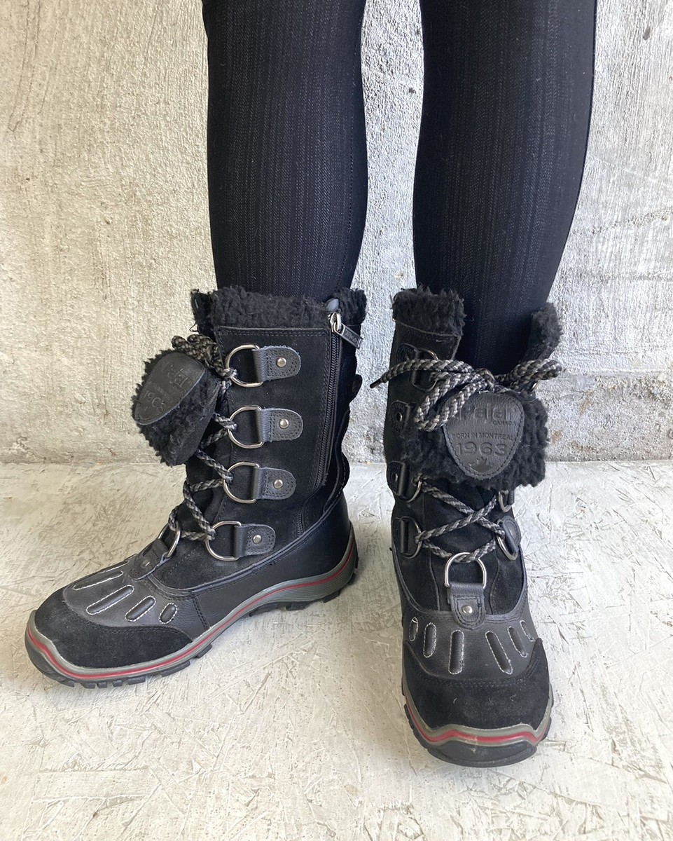 Pajar Alina Women's Black Mid-Calf Lace Up WP Winter Boots EU 39