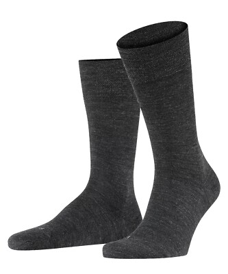 FALKE Mens Sensitive Berlin Virgin Wool & Cotton Blend Socks Gray US Size 6.5-9