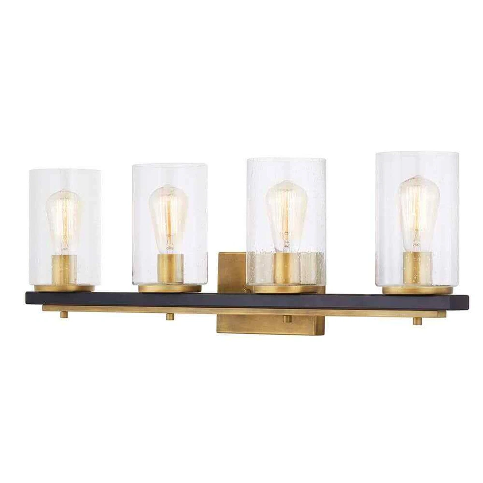 Hampton Bay Boswell Cuarto 4 Luces Vintage Latón Tocador Luz Negro Envejecido Foto 4 de 4