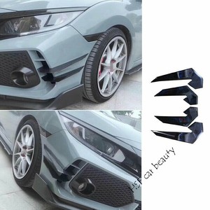 Fit Honda Civic Type R 16 21 Front Bumper Spoiler Fins Canards Carbon Fiber Ebay