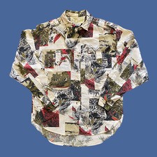 Vintage 80s Kenya Club Tropical All Over Print Button Down Shirt Sz S