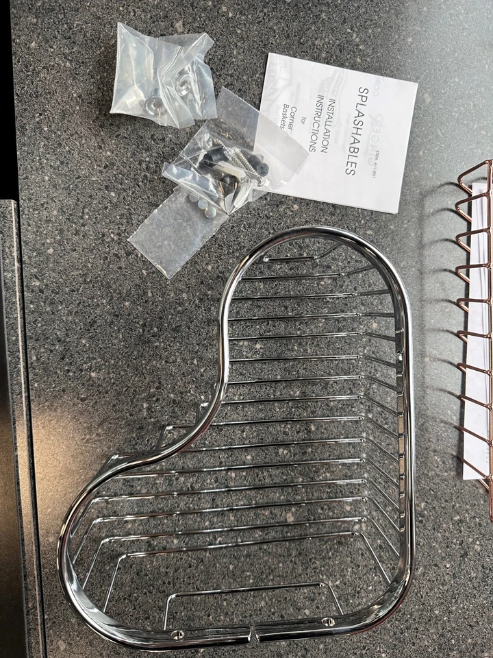 Cesta de esquina de ducha de alambre grande salpicables cromo pulido jengibre 505L/PC Foto 2 de 2