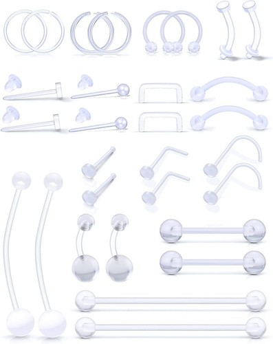 Transparent Retainer 20g Post Clear Nose Studs Plastic Earrings Rings for Work S