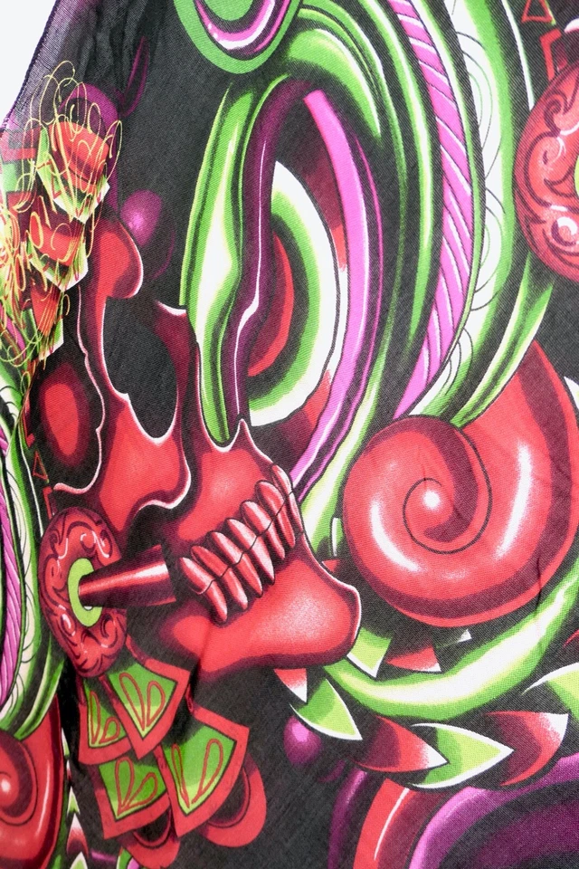 Christian Audigier Grande Rojo Calavera Algodón Bufanda Envoltura Foto 4 de 4