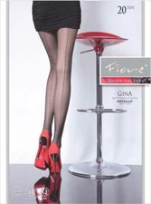 FIORE GINA BLACK W/ METALLIC BACKSEAM  TIGHTS PANTYHOSE  4 SIZES 2-3-4 AND XL