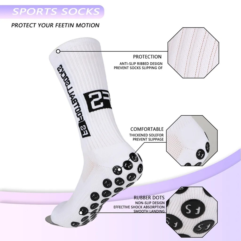 3 Paar Anti-Rutsch Sportsocken - Grau-Weiß, Größe 40-46, Für Fußball & Outdoor