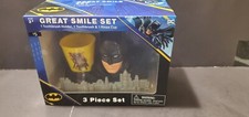 Batman DC Comics Great Smile Set 3 Piece Toothbrush, Holder  Rinse Cup NEW