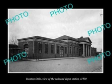 OLD LARGE HISTORIC PHOTO OF IRONTON OHIO THE RAILROAD DEPOT STATION c1930